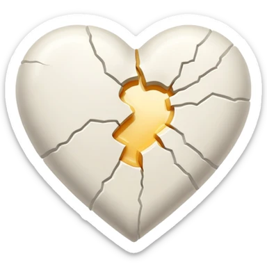 cream broken heart with sparkling white plaster sticker
