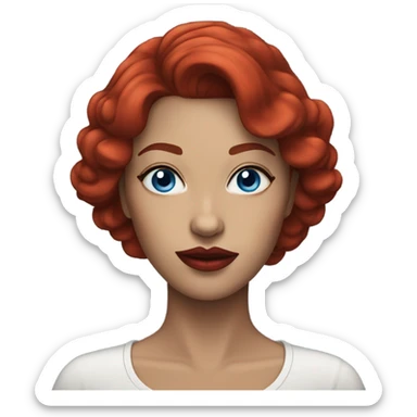 Dark red hair blue eyes red lips woman  sticker