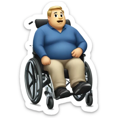 A fat man in a wheelchair  sticker