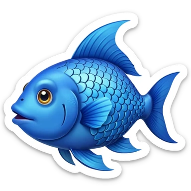 blue happy fish directly from side looking west sticker
