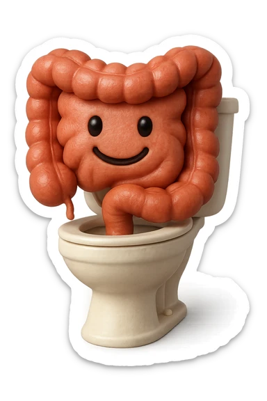 EMOJI STILE IPHONE 3D DI intestino felice seduto sul wc  FALLO MOLTO REALISTICO IN 3D sticker