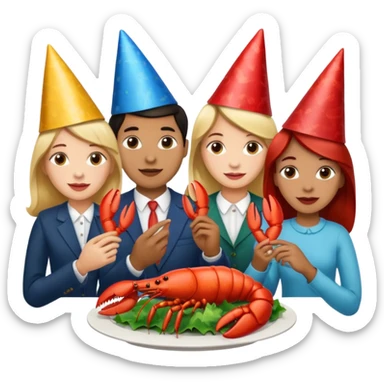 200 people eating lobster at a family party sticker