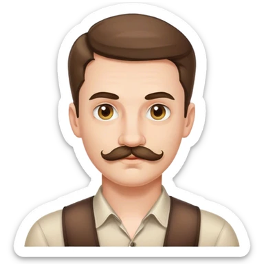 young polish man with moustache sticker
