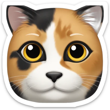 Calico cat with very black face and white nose stripe sticker