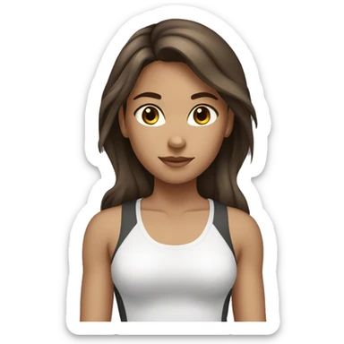 Girl in gym brown hair brown eyes white  sticker