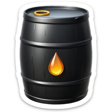 generate an ultra realistic black metal barrel without rust and with a black drop of oil on it sticker