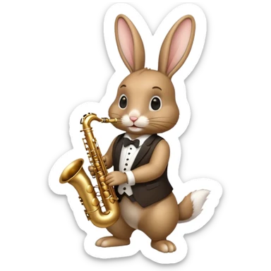 rabit playing saxophone jazz sticker