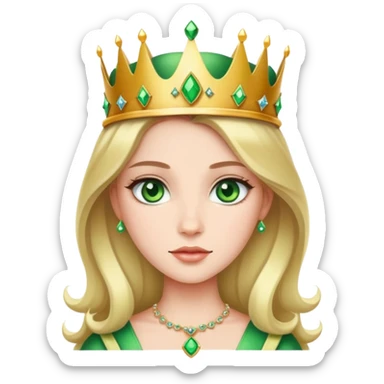 beautiful princess with striking green eyes and a crown sticker