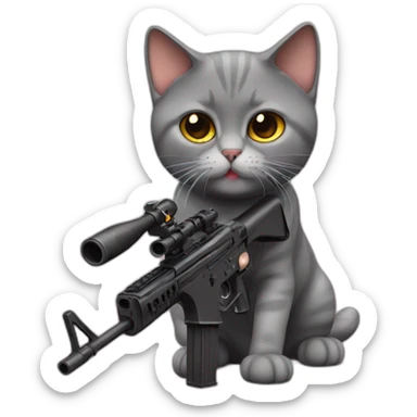 british short hair cat with gun sticker