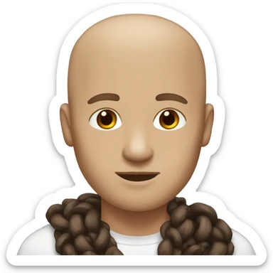 Brown bald man with chain hair white woman long brown hair sticker