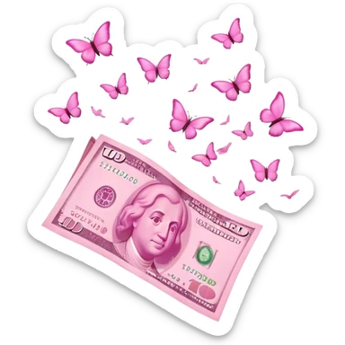 pink money flying  sticker