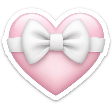 baby pink heart with white bow sticker