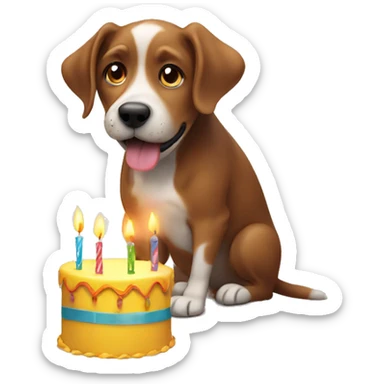 Dog blowing birthday candles sticker