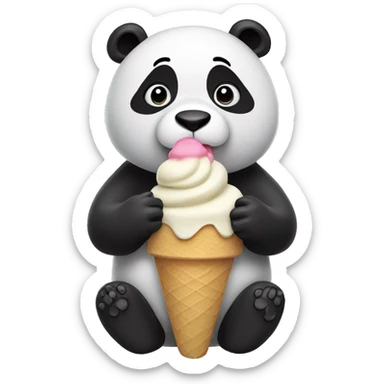 Panda eating ice cream sticker