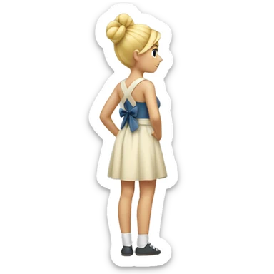 blonde girl standing backwards with a bow on her head sticker