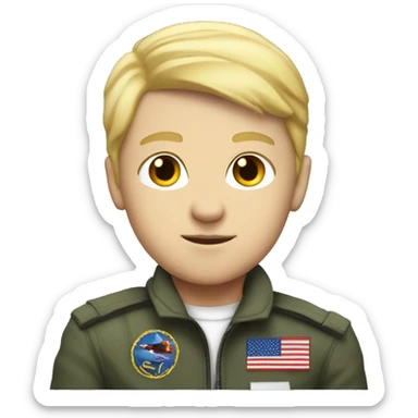 white kid with short blonde hair fighter pilot helmet sticker