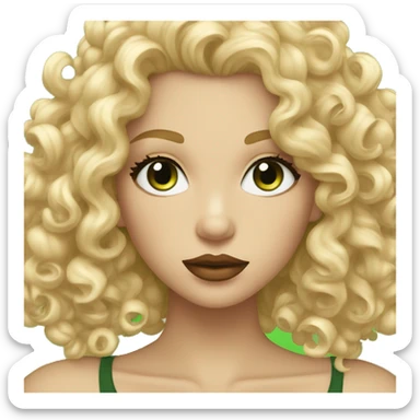 Curly blonde with green eyes and lush lips sticker