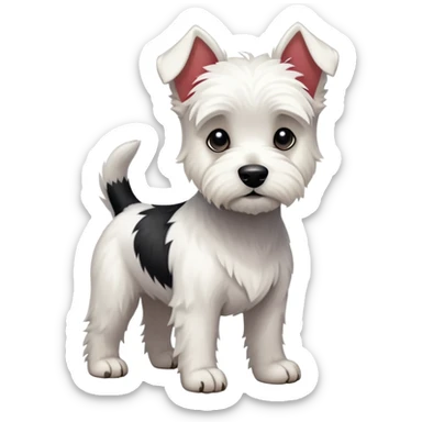 White terrier with a little black full body photo sticker