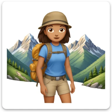 girl back packing mountains background  sticker
