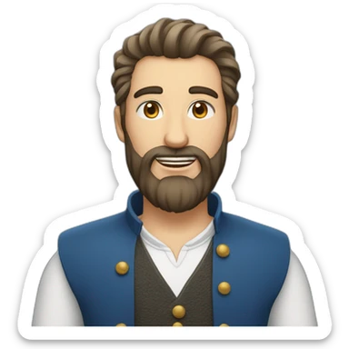 Homme cheveux châtain yeux bleu barbe sticker