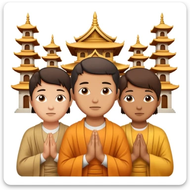 people praying in a Buddhist temple sticker