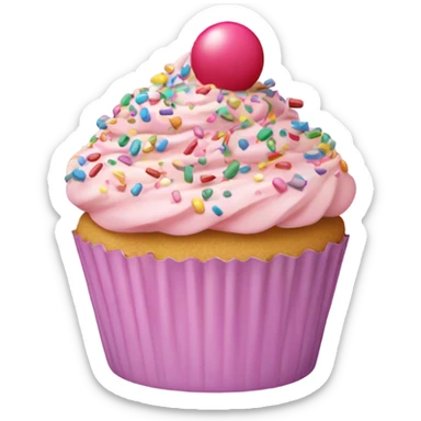 pastel pink cupcake, with colorful sprinkles on it sticker