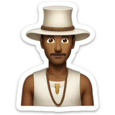 God ussop; brown man; long nose; long white hat sticker