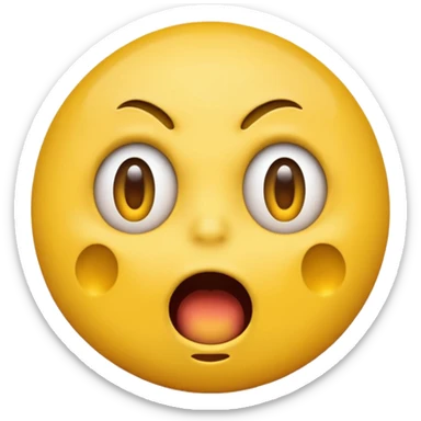 traumatized round yellow emoji face, exaggerated panic, open mouth, cartoonish, no human skin sticker