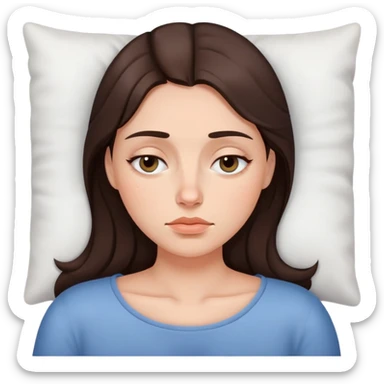 sleepy brunette woman with dark circles under eyes sticker