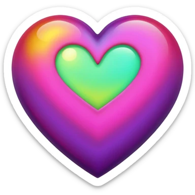 heart with layers of purple, hot pink, amber, light green, and dark purple sticker