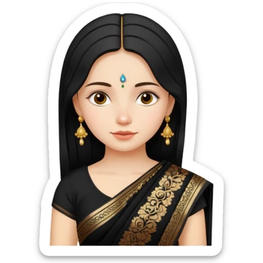 Russian girl in Indian blacksaree show full image sticker