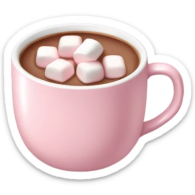 Light Pink mug of hot chocolate with marshmallows  sticker
