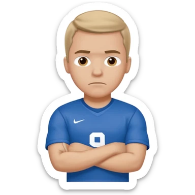 Cole Palmer in blue football t shirt crossed arms cold emoji sticker