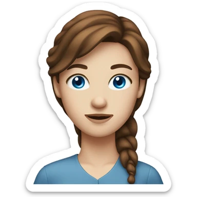 a lady with white skin blue eyes and brown hair sticker