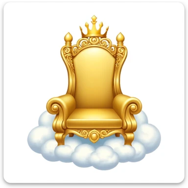 A majestic golden throne sitting on fluffy white clouds sticker