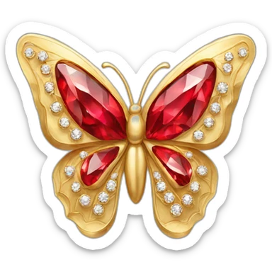 gold and red diamonds butterfly jewel sticker