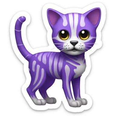 Purple Skeleton cat sticker