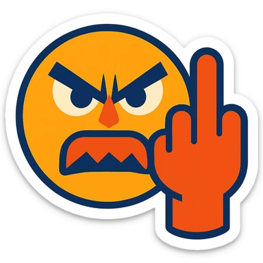 angry face showing middle finger sticker