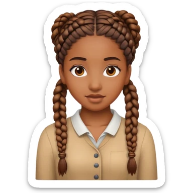 brown girl with braids sticker