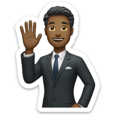 Man raising hand in suit sticker