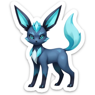 Shiny Edgy Badass Dark Pastel Gothic Glaceon-Amaura-Aurorus-Fakémon-hybrid-creature (full body)  sticker