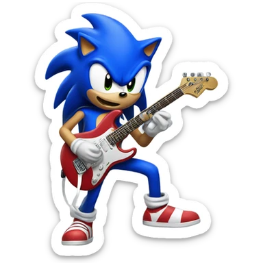 Sonic playing electric guitar  sticker