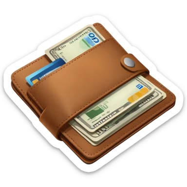 portefeuille marron avec quelques billets et carte bancaire sticker