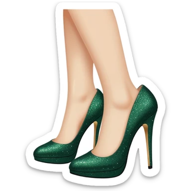 Beautiful and elegant woman legs wearing glittery high heel dark green shoes  sticker