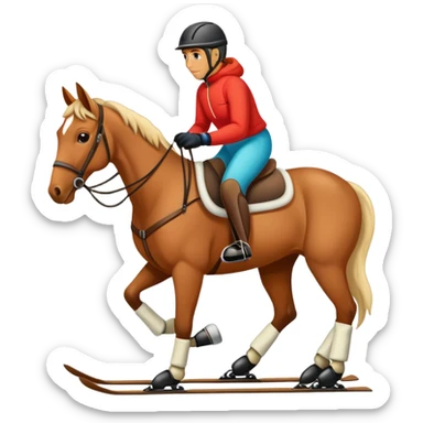 Skier behind a horse  sticker