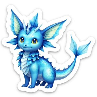 Shiny Exotic Colorful Vaporeon-Amaura-Aurorus-Fakémon-hybrid-creature (full body)  sticker