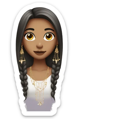 Girl with long straight hair and eyelashes with jewelry  sticker