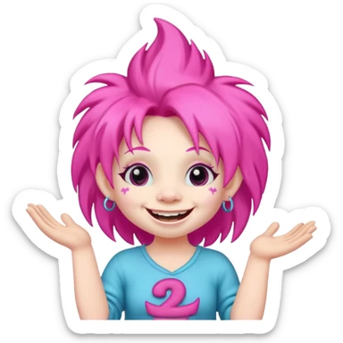 Troll Doll say happy birthday. sticker