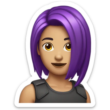 Chica pelo corto morado mullet sticker