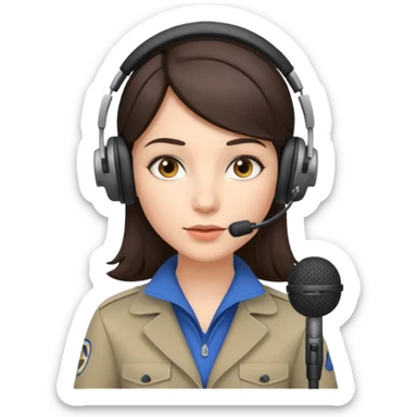 brunette girl interested in journalism, on-air reporting, silent film and sports sticker